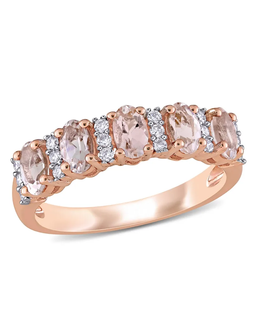 Morganite (1 ct. t.w.) and Diamond (1/6 Semi Eternity Ring 14k Rose Gold