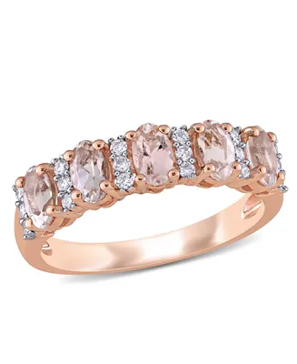 Morganite (1 ct. t.w.) and Diamond (1/6 Semi Eternity Ring 14k Rose Gold