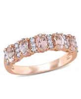 Morganite (1 ct. t.w.) and Diamond (1/6 Semi Eternity Ring 14k Rose Gold