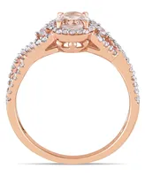 Morganite (3/4 ct. t.w.) White Sapphire (1/20 and Diamond (1/3 3-Stone Infinity Ring 10k Rose Gold