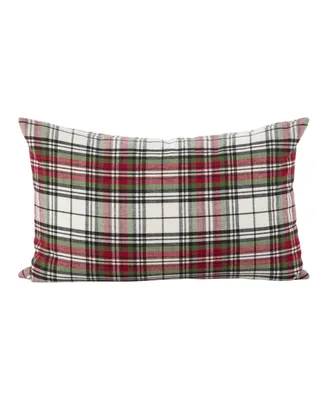Saro Lifestyle Classic Tartan Plaid Pattern Cotton Throw Pillow, 12" x 20"