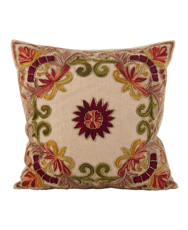 18x18 Cotton Moroccan Design Square Pillow Cover Natural - Saro