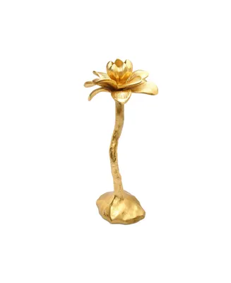 Classic Touch 13" Gold Flower Shaped Candle Holder