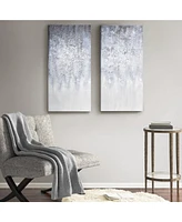 Madison Park Winter Glaze Heavy Textured Canvas with Glitter Embellishment 2-Pc Set