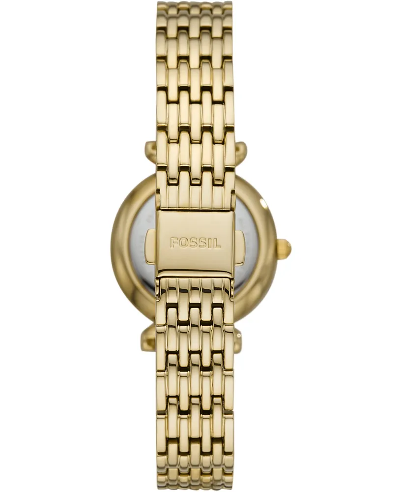 Fossil Women's Carlie Mini Gold-Tone Stainless Steel Bracelet Watch 28mm