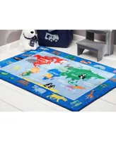 Eric Carle Elementary World Map Blue 4'11" x 6'6" Area Rug