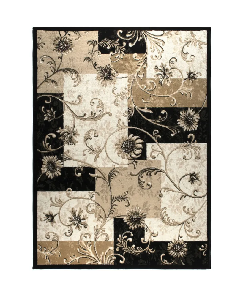 Global Rug Designs Vision VIS04 Black 5'2" x 7'2" Area Rug