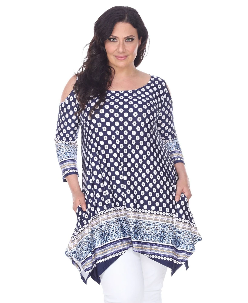 White Mark Plus Size Antonia Cut-Out Shoulder Tunic