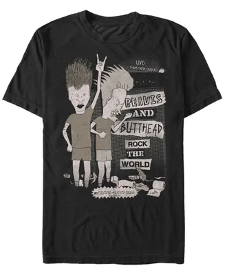 Beavis and Butthead Mtv Men's Rock The World Live From The Couch Logo Short Sleeve T-Shirt