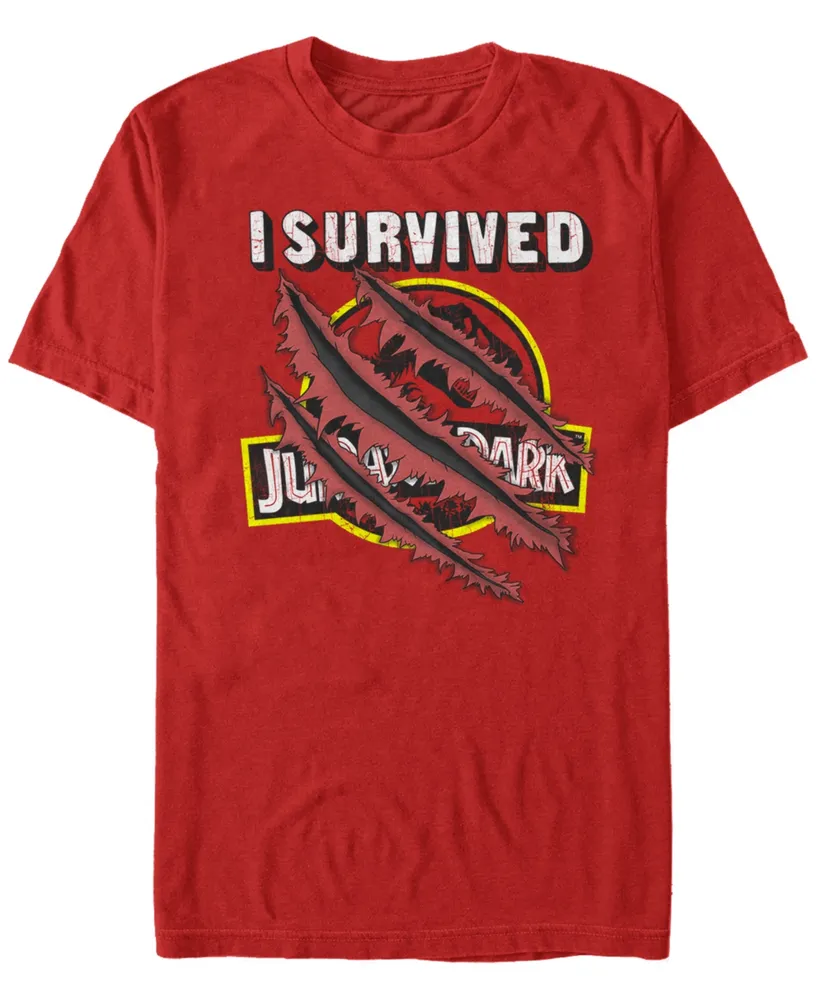 Jurassic Park Men's I Survived Scratch Short Sleeve T-Shirt