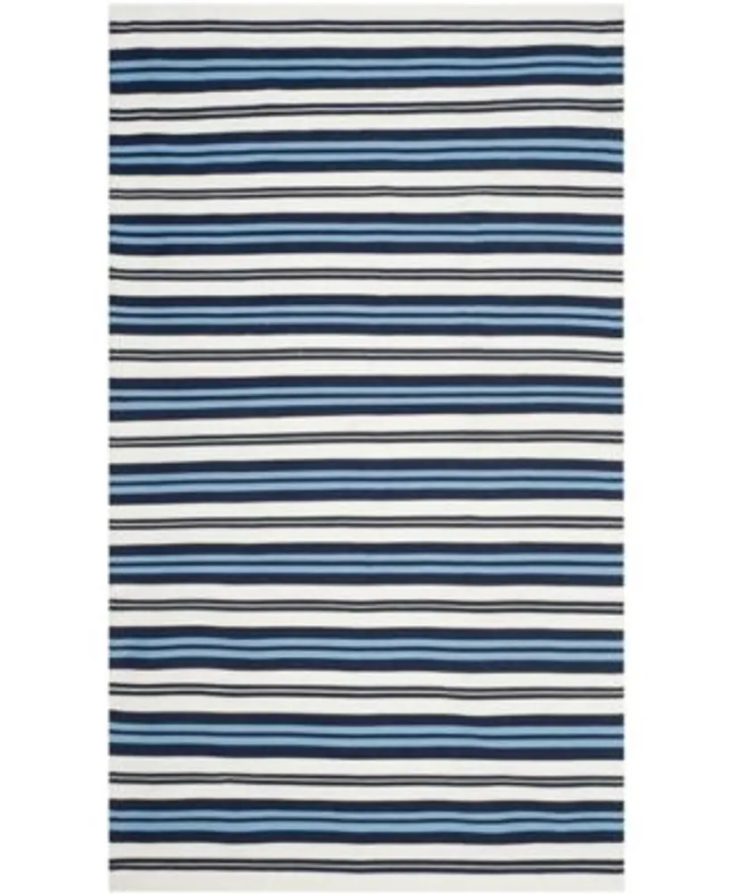 Lauren Ralph Lauren Leopold Stripe LRL2462B White French Blue Outdoor Area Rug Collection