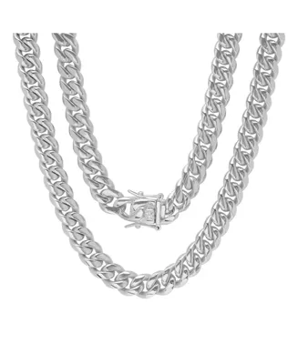 Steeltime Men's Stainless Steel 30" Miami Cuban Link Chain with 10mm Box Clasp Necklaces