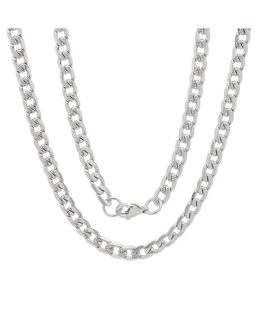 Steeltime Men's Stainless Steel Cuban Necklace - White