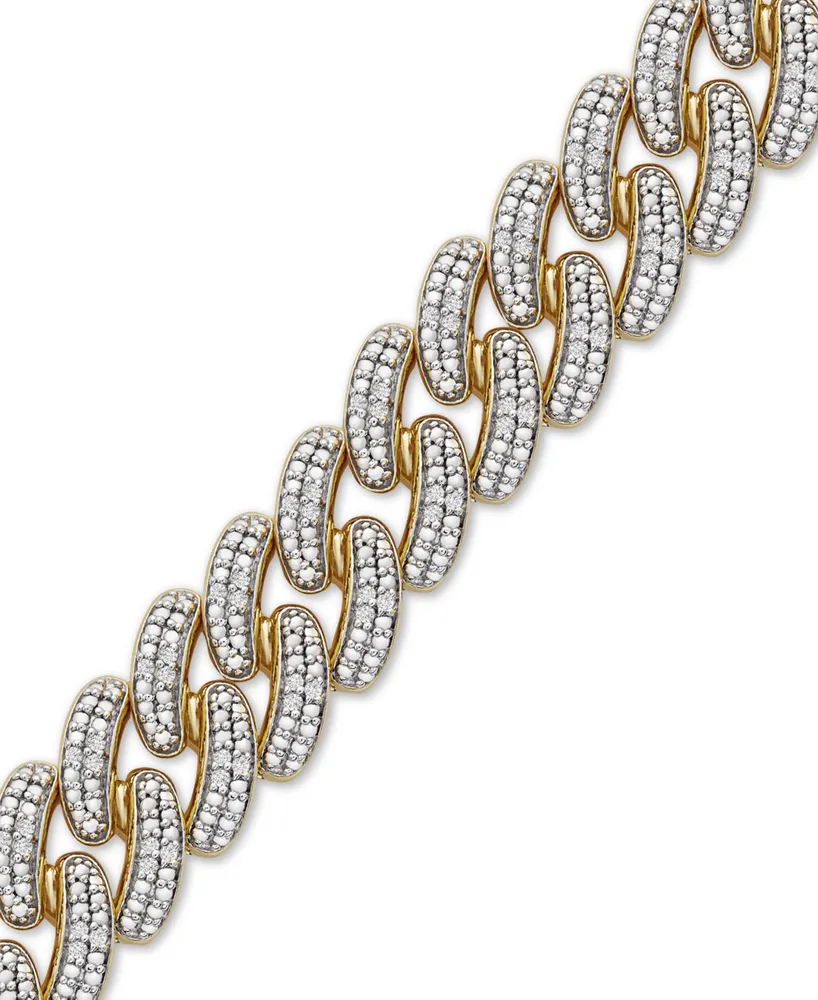 Men's Diamond Cuban Link Bracelet (1 ct. t.w.) in 14k Gold-Plated Sterling Silver
