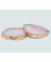 Nature's Decorations - Luxury Rose Quartz Coasters, Set of 2