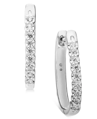 Diamond Small Hoop Earrings (1/4 ct. t.w.) 10k White Gold (Also available Gold), .75"