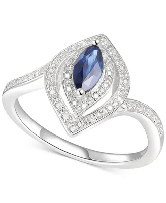 Sapphire (3/8 ct. t.w.) & Diamond (1/10 ct. t.w.) Statement Ring in Sterling Silver