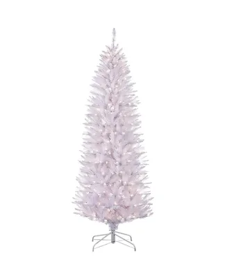 Puleo 7.5FT Pre-Lit White Pencil Franklin Fir Artificial Christmas Tree