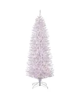 Puleo 7.5FT Pre-Lit White Pencil Franklin Fir Artificial Christmas Tree