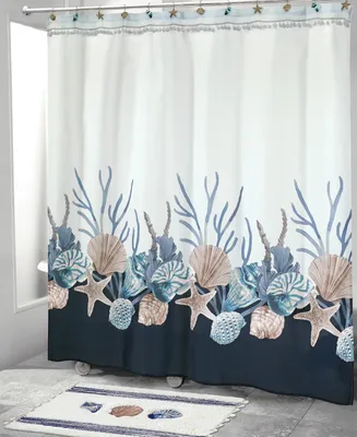 Avanti Blue Lagoon Ombre Seashells Shower Curtain, 72" x 72"