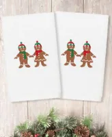 Linum Home Christmas Gingerbread Embroidered 100 Turkish Cotton Hand Towels