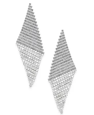 I.n.c. International Concepts Silver-Tone Pave Triangular Mesh Statement Earrings