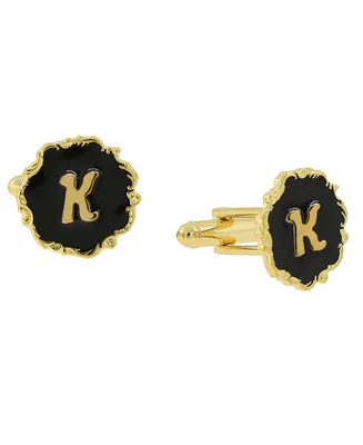 1928 Jewelry 14K Gold-Plated Enamel Initial K Cufflinks