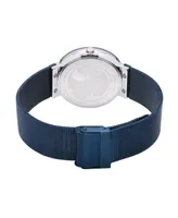 Bering Women's Ceramic Crystal Blue Stainless Steel Mesh Bracelet Watch 35mm