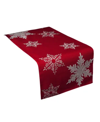 Xia Home Fashions Glisten Snowflake Embroidered Christmas Table Runner