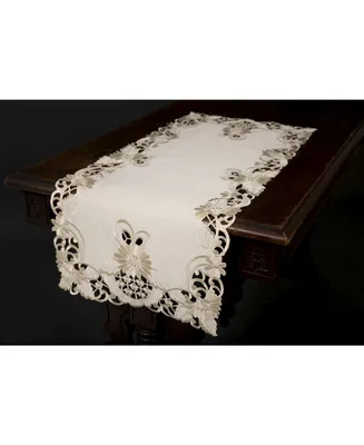 Xia Home Fashions Delicate Daisy Embroidered Cutwork Table Runner, 15" x 34"
