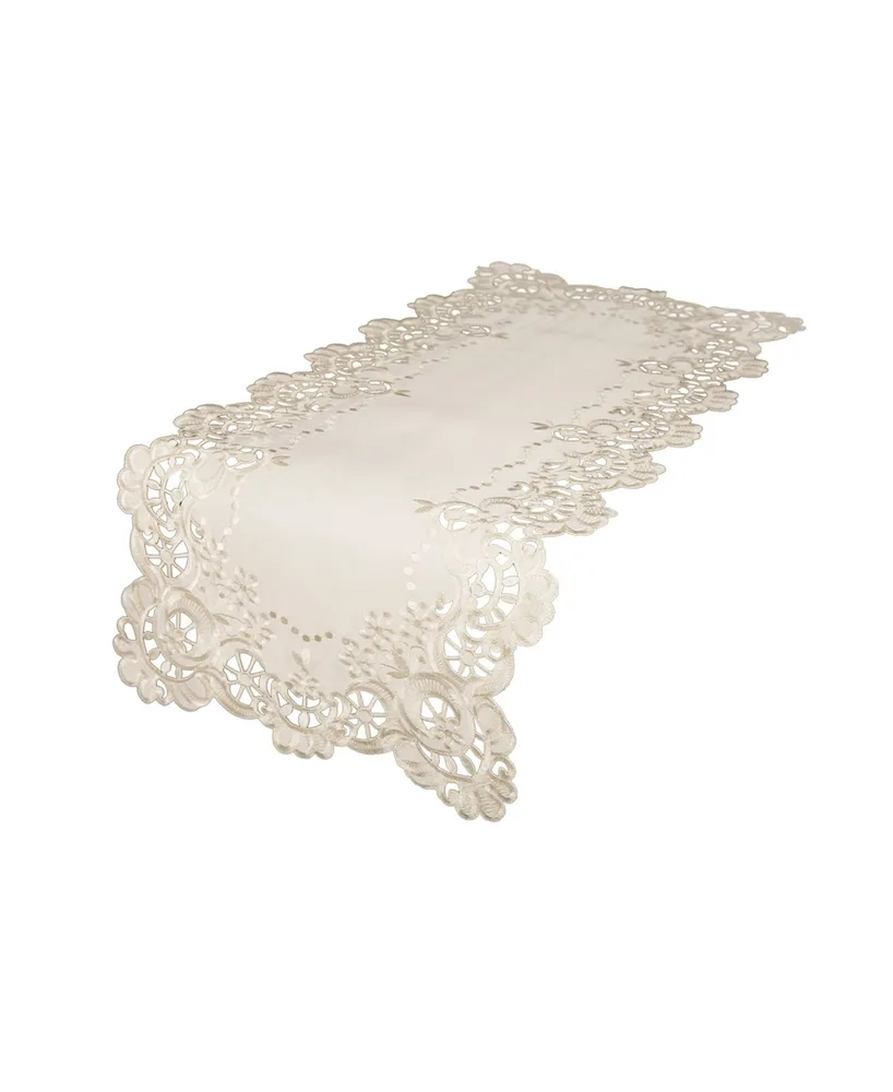 Xia Home Fashions Scalloped Lace Embroidered Cutwork Table Runner