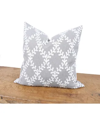 Manor Luxe Piluki Leaf Crewel Embroidered Pillow with Feather Insert