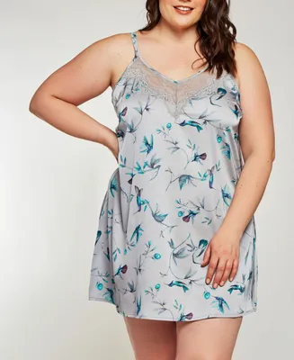 iCollection Plus Hummingbird Print Chemise Nightgown Lingerie, Online Only