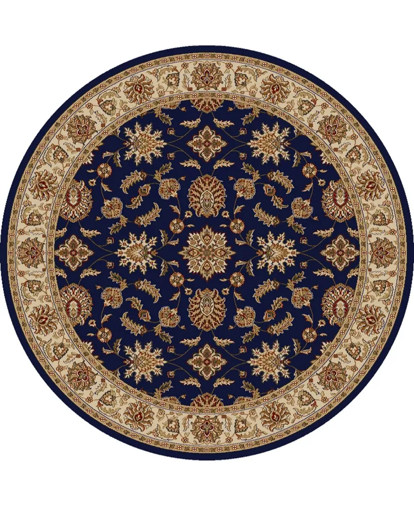 Closeout! Km Home 1592/1085/Navy Pesaro Blue 5'3" x 5'3" Round Area Rug