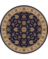 Closeout! Km Home 1592/1085/Navy Pesaro Blue 5'3" x 5'3" Round Area Rug