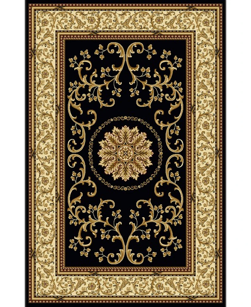 Closeout! Km Home 1419/1321/Black Navelli Black 5'5" x 8'3" Area Rug