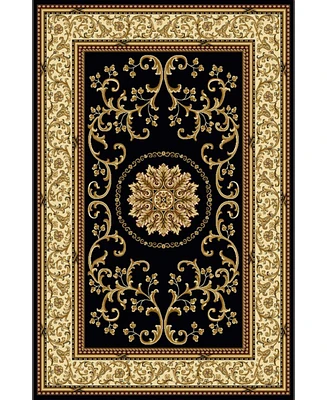 Closeout! Km Home 1419/1321/Black Navelli Black 5'5" x 8'3" Area Rug