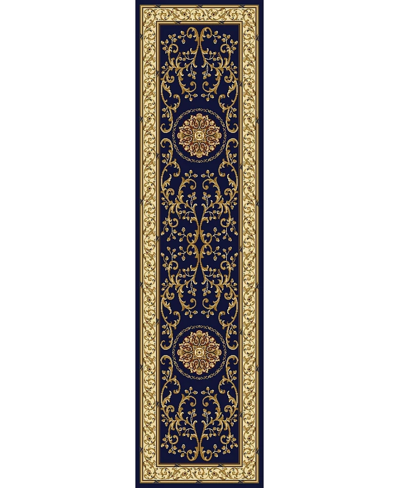 Closeout! Km Home 1419/1344/Navy Navelli Blue 2'2" x 8' Runner Rug