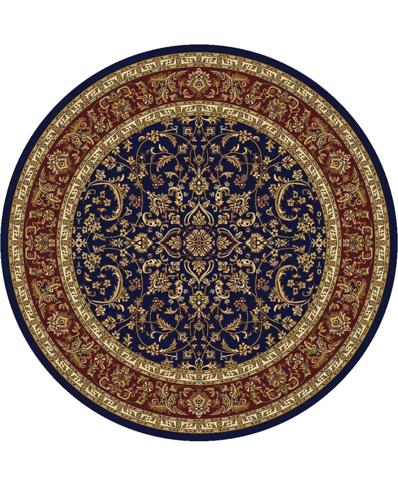 Closeout! Km Home 1318/1546/Navy Navelli Blue 5'3" x 5'3" Round Area Rug