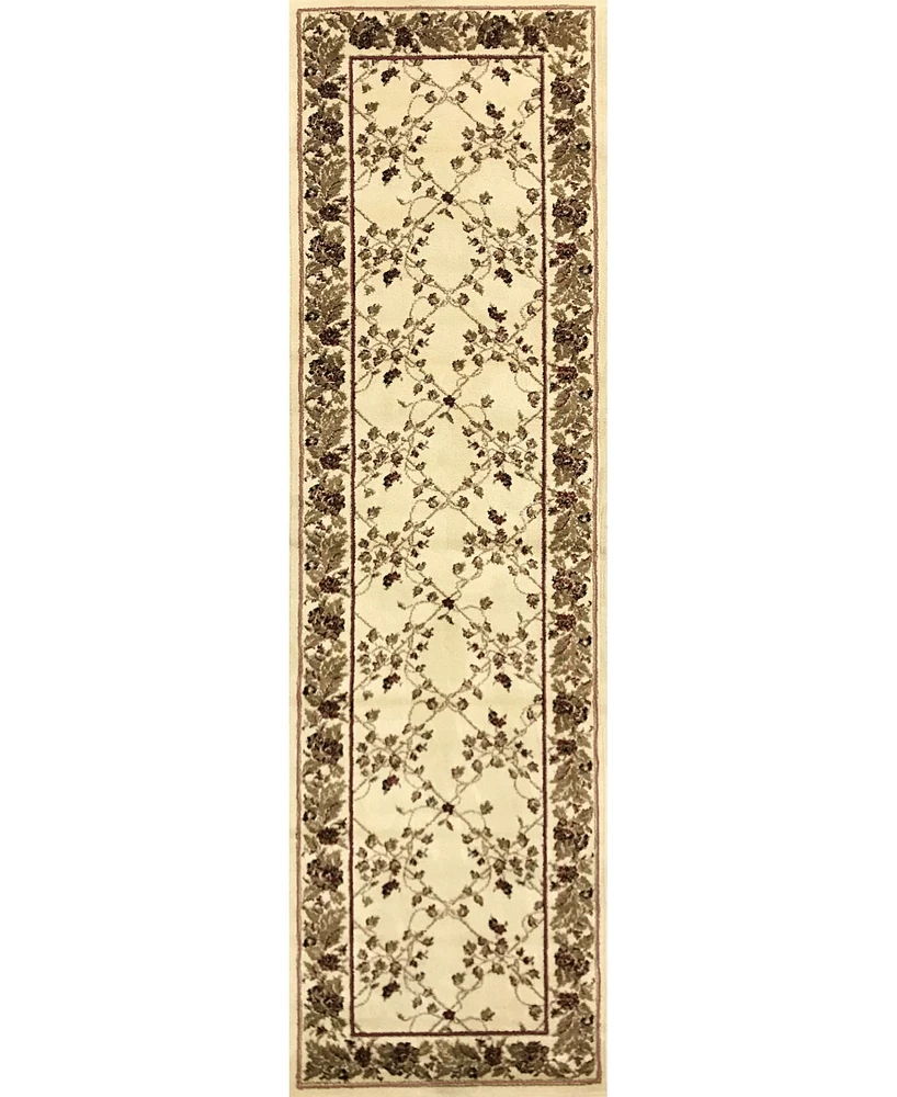 Closeout! Km Home 1590/2005/Ivory Pesaro Ivory 2'2" x 7'7" Runner Rug