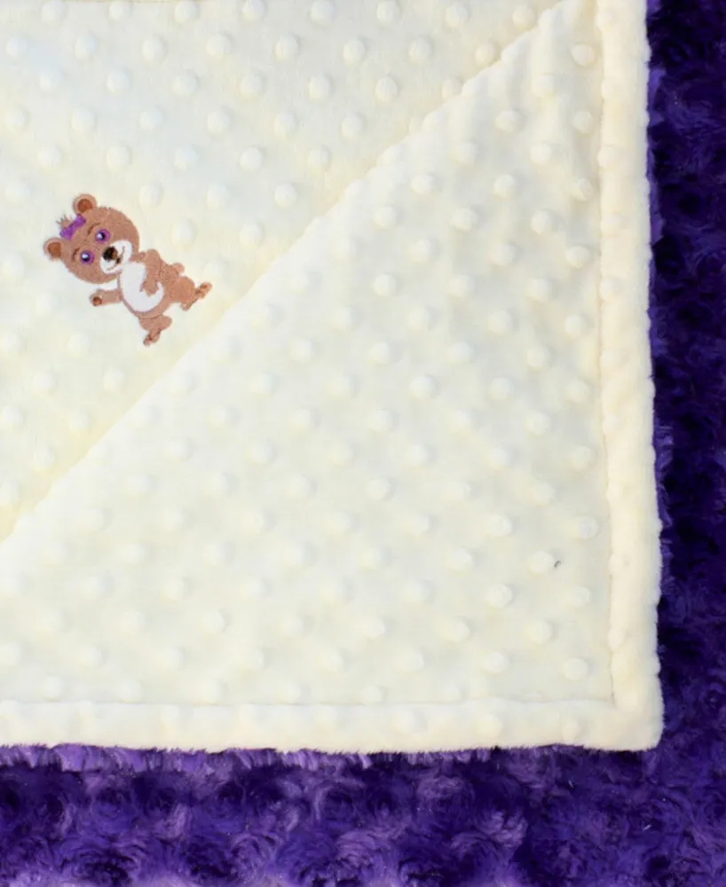 Lil' Cub Hub Minky Baby Girl Blanket With Embroidered Girl Bear