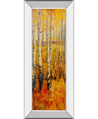 Classy Art Vivid Birch Forest Il by Tim Otoole Mirror Framed Print Wall Art - 18" x 42"