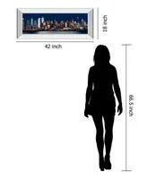 Classy Art New York At Night Xi by James Mcloughlin Mirror Framed Print Wall Art - 18" x 42"