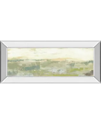 Classy Art Greenery Horizon Line Ii by Jennifer Goldberger Mirror Framed Print Wall Art - 18" x 42"