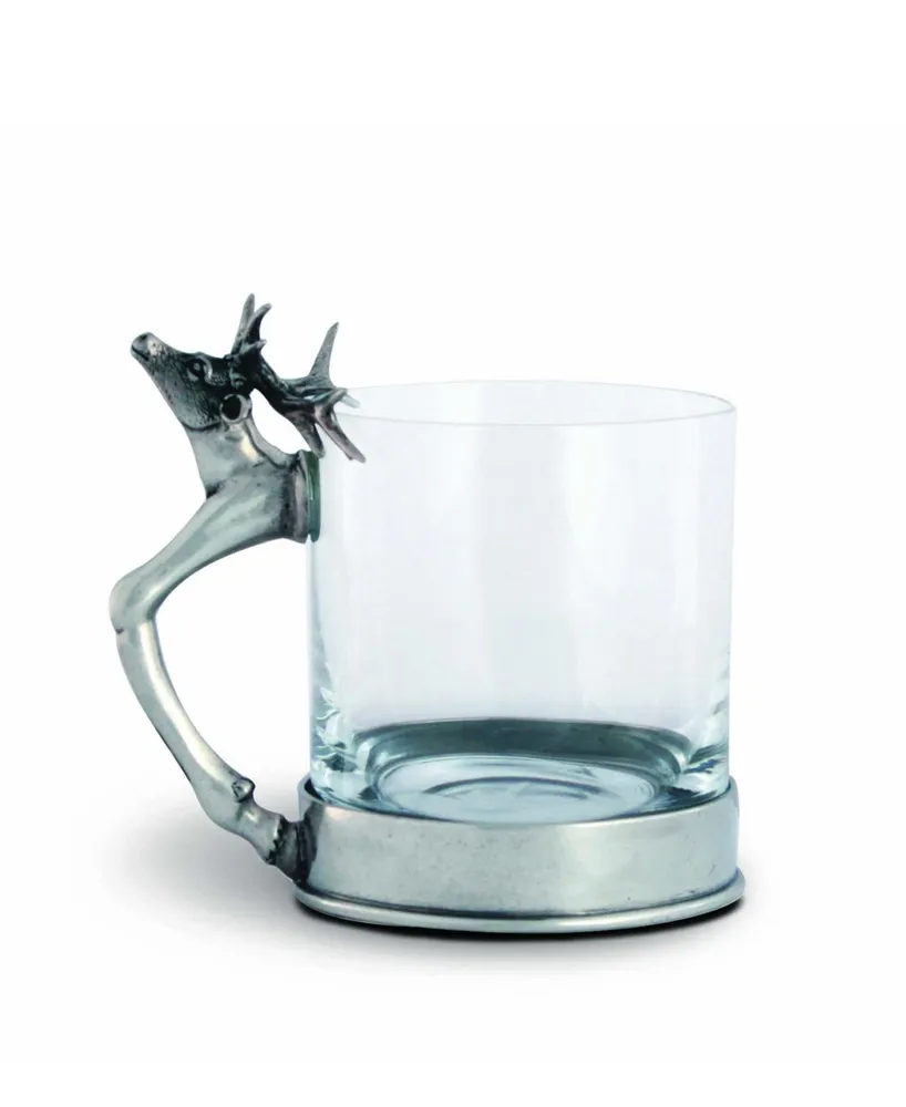 Silver Stag Glass Mug, Glass Mug With Handle
