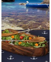 Vagabond House Row Boat Shaped Acacia Wood Salad Bowl with Matching Oar Severs Set