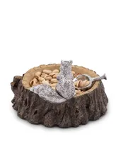 Arthur Court Designs Aluminum Standing Squirrel on Log Nut Bowl