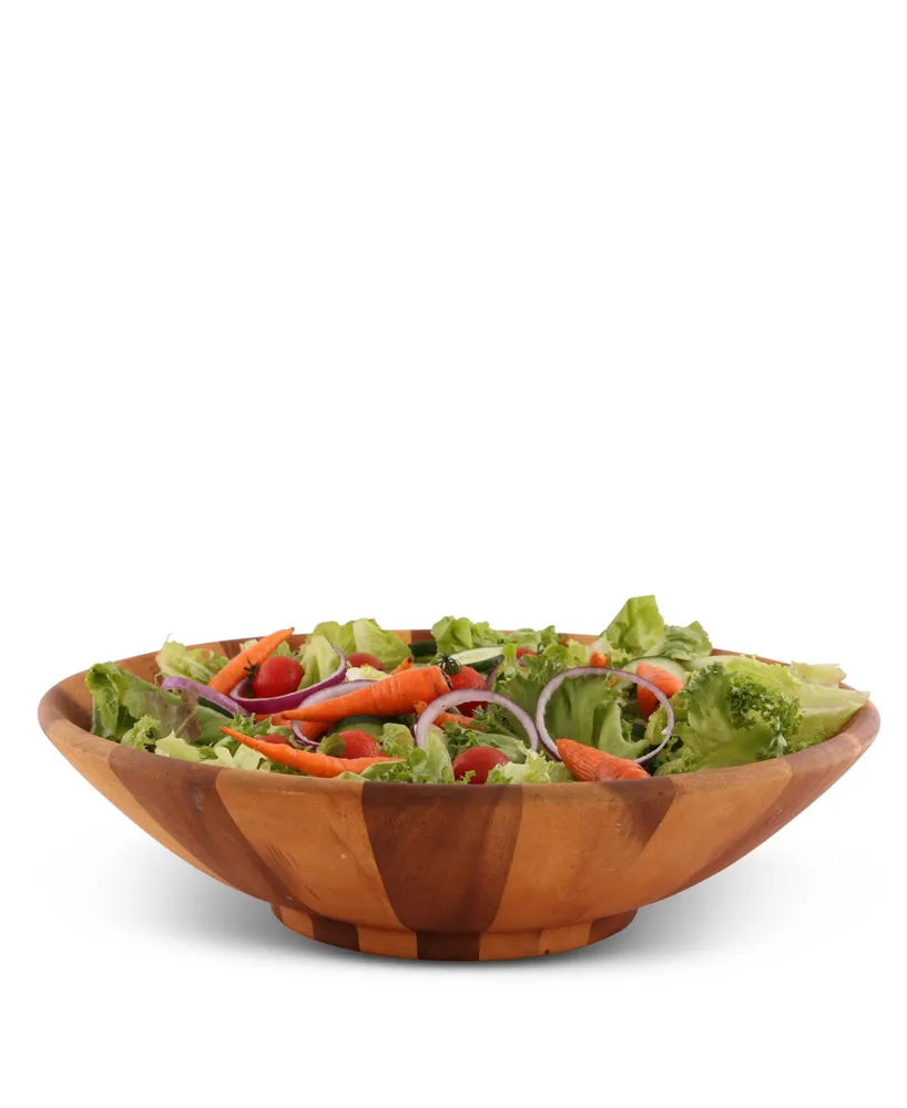 Arthur Court Salad Bowl Acacia Wood Serving for Fruits or Salads Wok Wave Style Extra Large Single Wooden Bowl