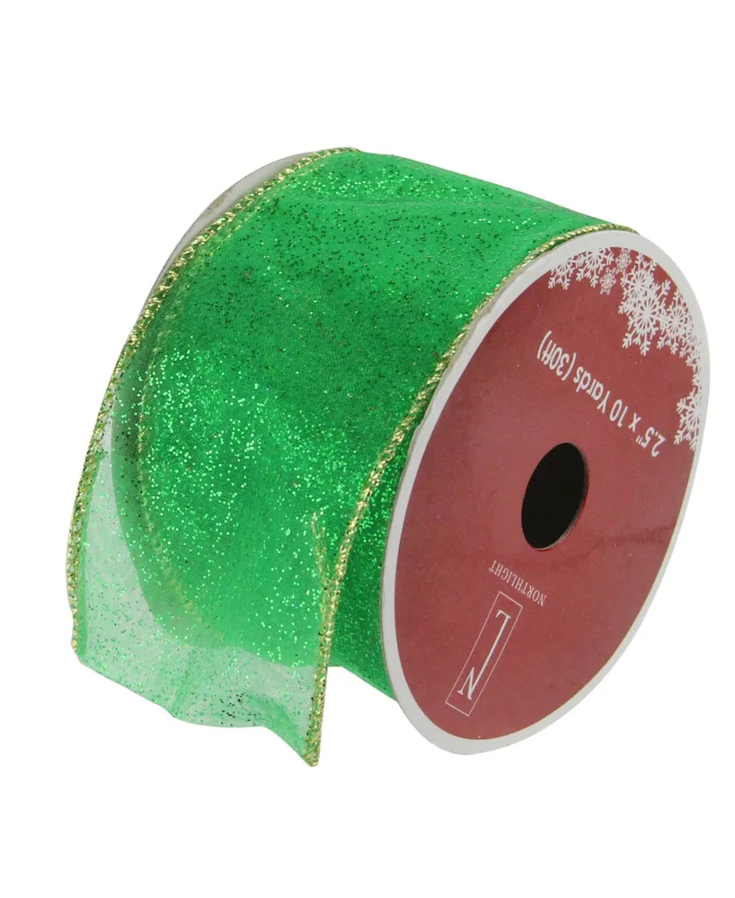 8 x 10 Yard Green Glitter Mesh Ribbon