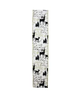 Northlight Pack of 12 White and Black Playful Reindeer Wired Christmas Craft Ribbon Spools - 2.5" x 120 Yards Total